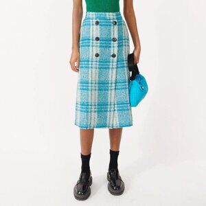 New Baum Und Pferdgarten Sue Plaid Midi Skirt Turquoise 36, 4, S $249